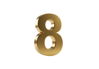 Isolated Golden metallic 8, symbol of value, high quality, number character, symbol, object