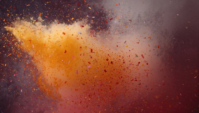 A burst of vibrant, multicolored powder particles. Fine dust detail on a blurred backdrop. Dynamic, dazzling, and vivid fragmentation. Festival of colors theme - Powered by Adobe