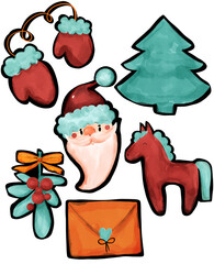 set of christmas elements