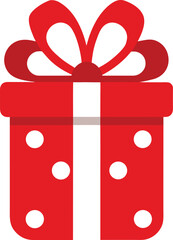 Wrapped Surprise: A vibrant gift box, wrapped in festive red, adorned with playful polka dots and a delicate bow, ready to be unwrapped.