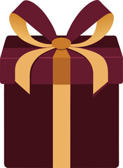 Gift box in Crimson: A beautifully wrapped gift box in a rich crimson hue is adorned with a golden bow. The image radiates a sense of occasion. 