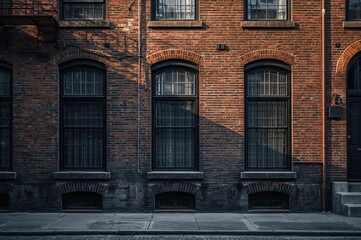 Exterior view of a vintage masonry structure featuring a fire escape