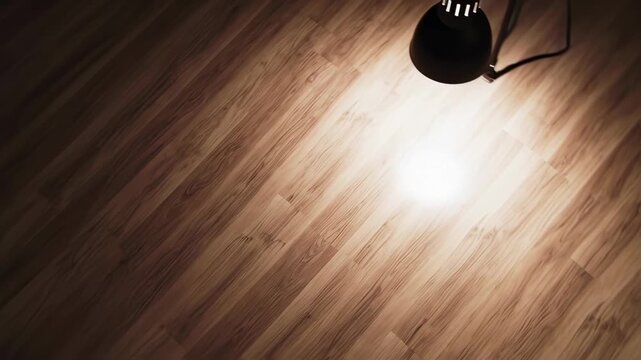 Illuminated laminate flooring texture, spotlight showcasing wooden parquet
