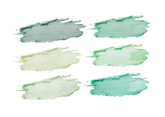 Mint brush stroke set with textured watercolor paint swatches evoking calm and fresh mood