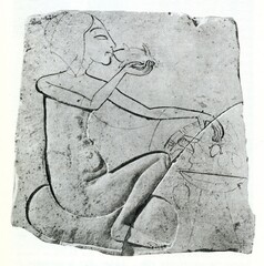 &Eacute;gypte Princesse d&eacute;jeunant.&Eacute;bauche de relief,calcaire.Amarna