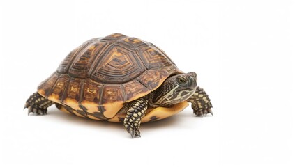 Isolated Eastern Box Turtle Terrapene carolina carolina on a white backdrop