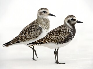Black-bellied Plover Couple Isolated on White