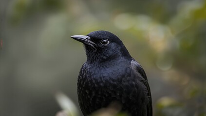 Out-of-focus backdrop highlights the Eurasian blackbird