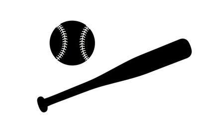 Baseball Bat and Ball Silhouette: Classic Black Icon for Sports Branding and Gear Design