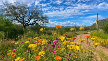 Obraz premium Vibrant Meadow of Blooming Wildflowers
