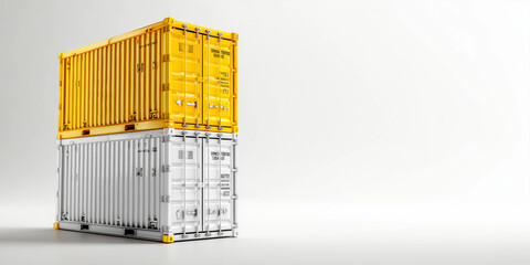 Stacked cargo containers,clean background,copy space,corporate logistics style,white background