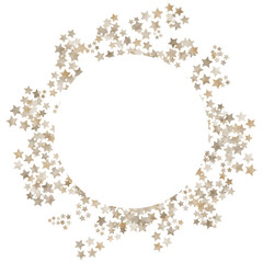 Stars confetti frame with round text frame for greeting cards, invitations..