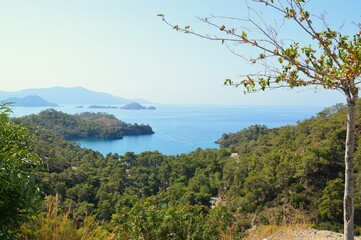 Aussicht über die lykische Küste bei Dalaman, Türkei