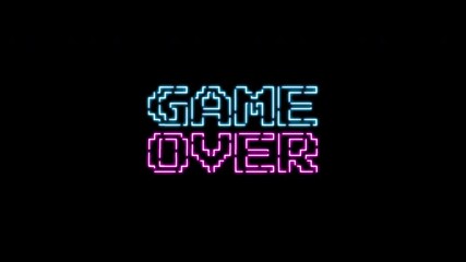 Game Over Glitch Text. A Seamless Loop Motion Graphic with Neon Dotted Lines and Digital Distortion Effect - Powered by Adobe