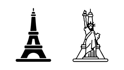 Eiffel Tower and Statue of Liberty with transparent background © Buna