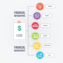 Business man presenting a colorful hexagonal infographic with six steps and icons for data visualization and presentation