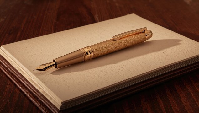 Leather Notebook with Golden Pen