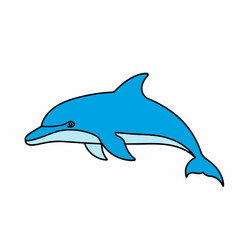 Fototapeta premium Swimming dolphin against clean white backdrop. This swimming dolphin is a captivating sea creature, showcasing aquatic grace and beauty in ocean world, sea life.
