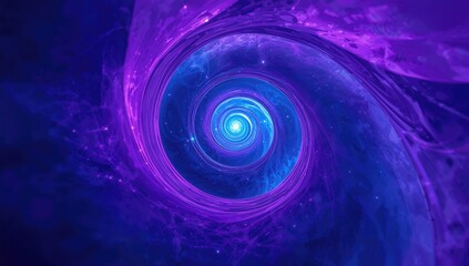 Vivid sci-fi backdrop featuring swirling purple and blue cosmic patterns in a spiraled vortex.