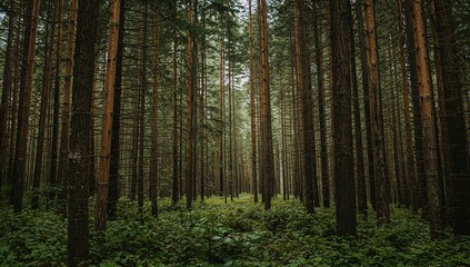 Fototapeta premium Enchanted woodland habitat with bears in a dense northern forest