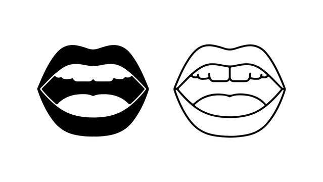 Open mouth with teeth and outline with transparent background