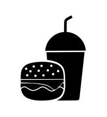 burger and soft drink icon vector on white background. fast food icon