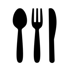 Vector icon of spoon, fork and knife on white background. restaurant icon