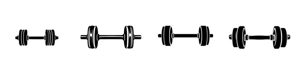 Naklejka premium Detailed illustration of various dumbbell weights used for strength training in fitness routines