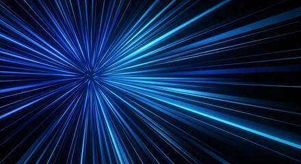 abstract dark background of light with stripes of Blue colourful rays moving from the center