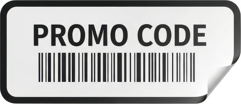 Promo code barcode label isolated on transparent background