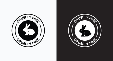 Cruelty Free label, logo, badge, icon, sticker, symbol, emblem, stamp, green, line, flat vector, isolated illustration. Cruelty free not tested on animals label for product packaging design.