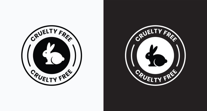 Cruelty Free label, logo, badge, icon, sticker, symbol, emblem, stamp, green, line, flat vector, isolated illustration. Cruelty free not tested on animals label for product packaging design.