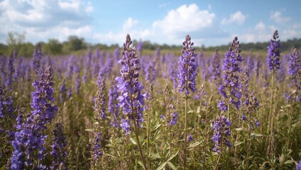 Obraz premium Expanse of violet-blue salvia blossoms