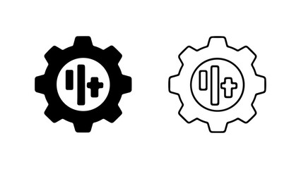 Settings gear icon with plus symbol with transparent background