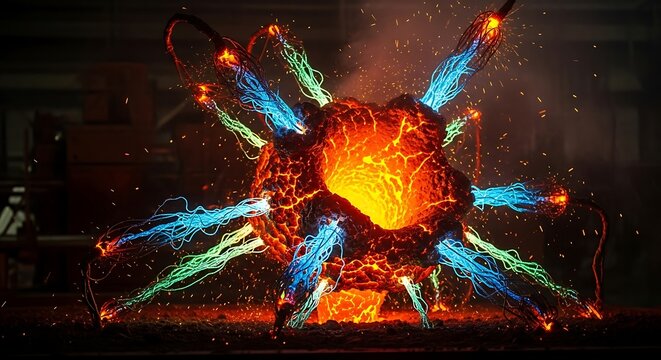 Spectacular Electrical Discharge Display - A Mesmerizing Fusion of Colors.