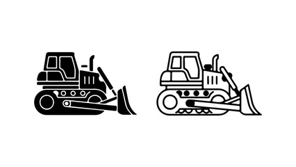 Bulldozer icons with transparent background