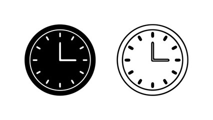 Clock icons with outline and solid fill
