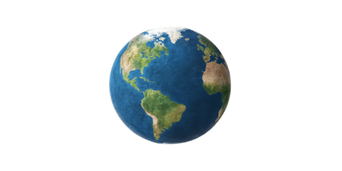 Realistic Earth Globe  on  transparent  Background