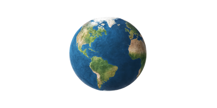 Realistic Earth Globe on transparent Background