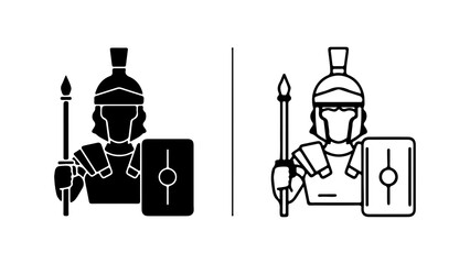 Ancient spartan warrior with shield and spear