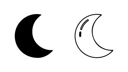 Crescent moons with outline and solid fill with transparent background