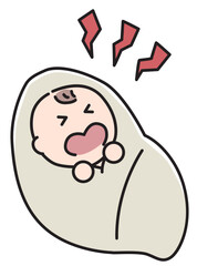 産声を上げる生まれたての赤ちゃん_カラー