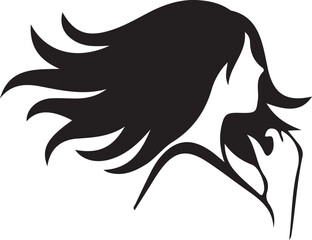 head of a girl with a long hear 