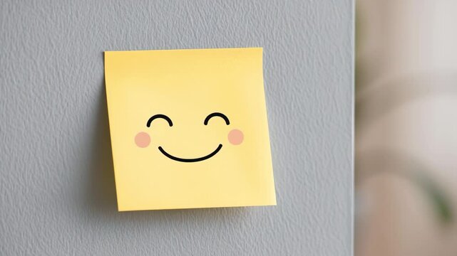 Short term goal sticky note smiling face yellow paper motivation goal calm smiling sticky note happy smiley cheerful office reminder cozy textured
