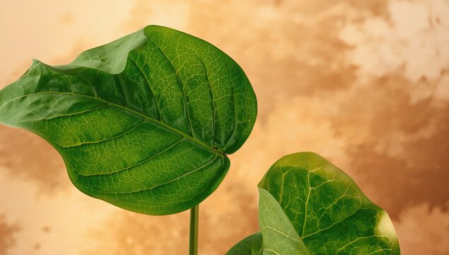 Close-up of intricate veins and texture on fresh green papaya foliage