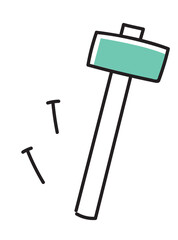 トンカチと釘_単色