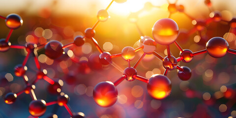 Molecular structure shining bright, science advancement