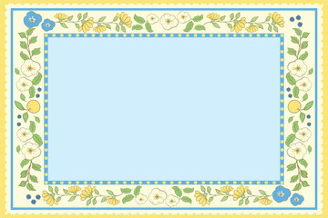 Vintage Botanical Frame Hand Drawn Illustration in pastel colors, perfect for invitations, greeting cards, printable designs, creative templates and labels.