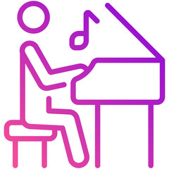 pianist gradient line icon
