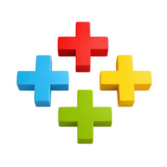 Fototapeta premium Colorful Plus Signs in Bright Primary Colors on a Black Background